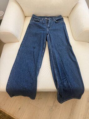 H&M High Waist Wide Leg Full Length Jeans Dark Wash Size 6